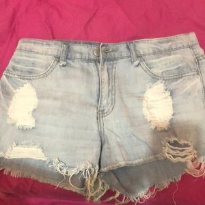 Denim ripped shorts